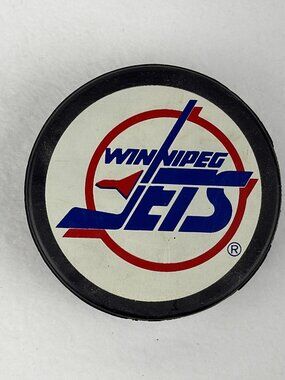 90s Winnipeg Jets Panini Promo Hockey Puck Old Logo NHL Defunct Team Collectible